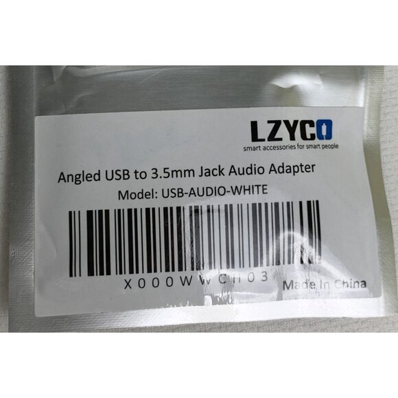 Angled USB To 3.5mm Jack Audio Adapter By LZYCO White Tech Connect Compact NEW - Picture 4 of 4